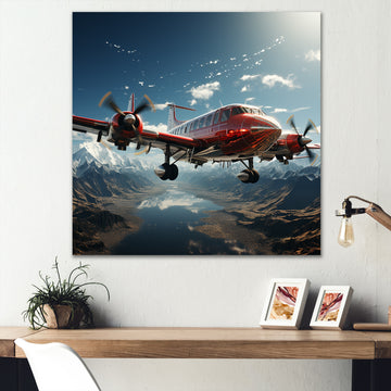 In Flight Jet Plane Horizons - Plane Canvas Wall Art
